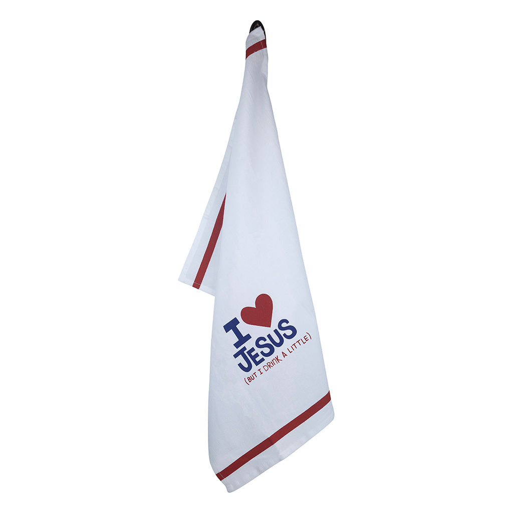 I Love Jesus (but I drink a little) Tea Towel